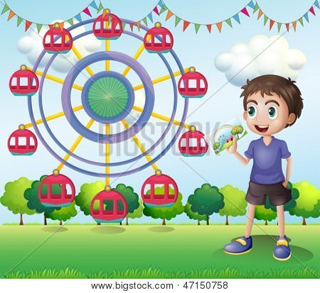 Ilustração de um menino segurando uma foto