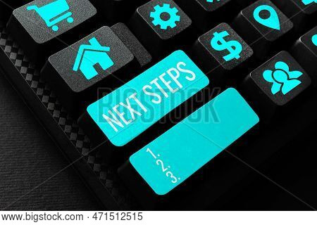 Text Sign Showing Next Steps 1, 2, 3. Conceptual Photo Something You Do Or Plan After Youve Finished