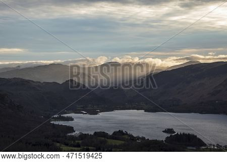 Absolutely Stunning Landscape Image Of View Across Derwentwater From Latrigg Fell In Lake District D