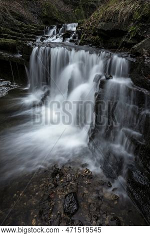 Beautiful Peaceful Landscape Image Of Scaleber Force Waterfall In Yorkshire Dales In England During 