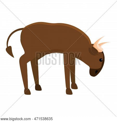 African Wildebeest Icon. Cartoon Of African Wildebeest Icon For Web Design Isolated On White Backgro