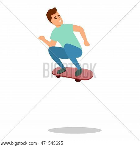 Boy Skateboarding Jump Icon. Cartoon Of Boy Skateboarding Jump Icon For Web Design Isolated On White