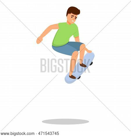 Freestyle Jump Skateboarding Icon. Cartoon Of Freestyle Jump Skateboarding Icon For Web Design Isola