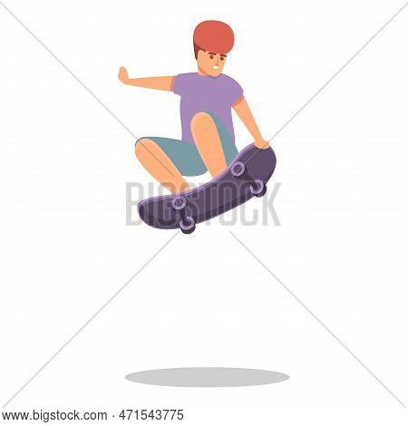 High Jump Skateboarding Icon. Cartoon Of High Jump Skateboarding Icon For Web Design Isolated On Whi