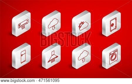 Set Line Washer, Cloud Download, Sun And Cloud Weather, Safe, Upload, Air Conditioner, Kitchen Extra