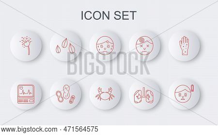 Set Line Fatigue, Monitor With Cardiogram, Man Excessive Sweating, Lungs, Flower Producing Pollen, S