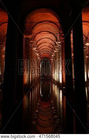 Istanbul, Turkiye - September 11, 2022: Inside Of Basilica Cistern In Sultanahmet District. Basilica