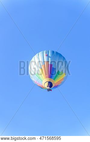 A Balloon In Flight. Taken At 42nd International Balloon Festival In Chateau D'oex In January 2023.