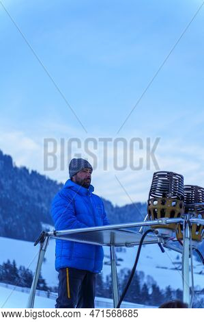 Portrait Of An Air Man. Taken At 42nd International Balloon Festival In Chateau D'oex In January 202