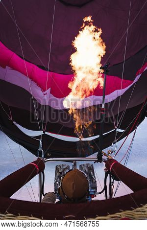 Firing Up A Balloon. Taken At 42nd International Balloon Festival In Chateau D'oex In January 2023.