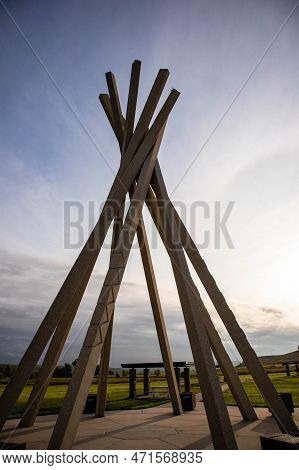 Tipi Statue At Cheyenne River Rest Area Off Of I90 Just Outside Of Wasta, South Dakota, Vertical