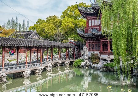 dettaglio del Giardino Yuyuan storico creato nell'anno 1559 da Pan Yunduan in shanghai Cina