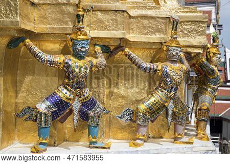 Demon Guardian Inside The Grand Palace In Bangkok, Grand Palace Was A Former Residence For King Rama