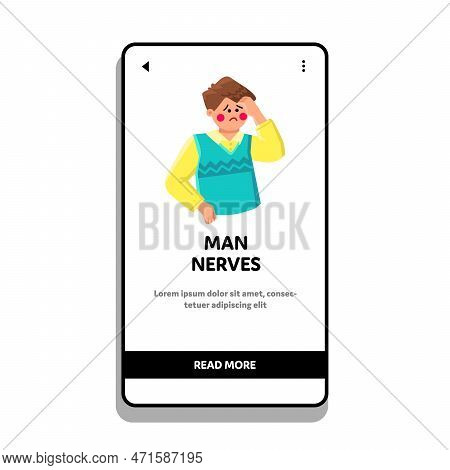 Man Nerves Vector. Body Pain, Ache Backache, Injury Male, Adult Back, Muscle Anatomy Man Nerves Web 