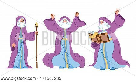 Wizard Magic Vector. Magician Witch, Fantasy Costume, Halloween Sorcerer, Mystery Witchcraft, Dark F