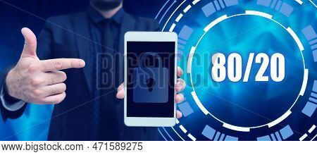 Sign Displaying 80 To 20 Percent. Business Concept Of Pareto Principle Of Factor Sparsity Statistica