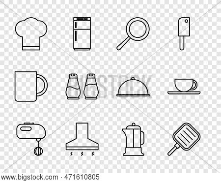 Set Line Electric Mixer, Frying Pan, Kitchen Extractor Fan, Chef Hat, Salt And Pepper, French Press 