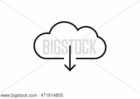 Cloud Download  Line Ion With Arrow. Vector Illustration