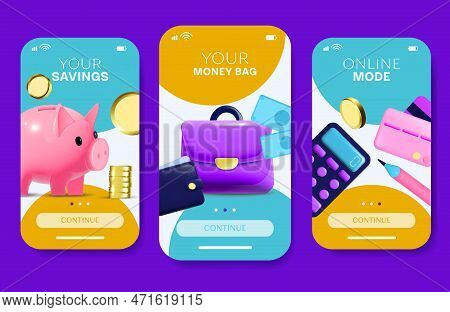 Financial Realistic Banners Set With Money And Budget Symbols Isolated Vector Illustration