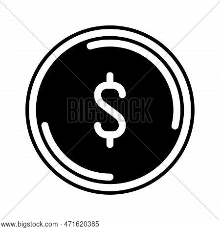 Dollar Coin Glyph Icon Vector. Dollar Coin Sign. Isolated Symbol Illustration