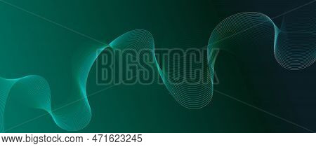Wave Line Background With Smooth Shape. Beautiful Wavy Line On Background. Horizontal Banner Templat