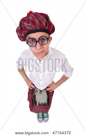 Lustige Scotsman isolated on the white