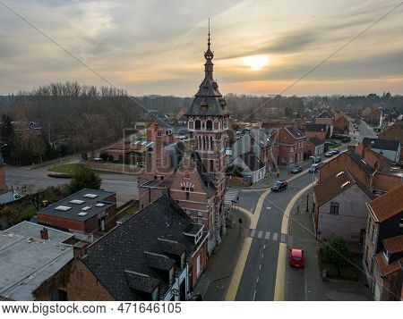 Emblem, Ranst, Belgium, 15th Of February, 2023, Old Town Hall Of Emblem, In The Dorpstraat Of The Li
