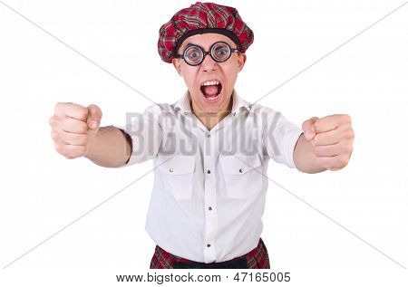 Lustige Scotsman isolated on the white