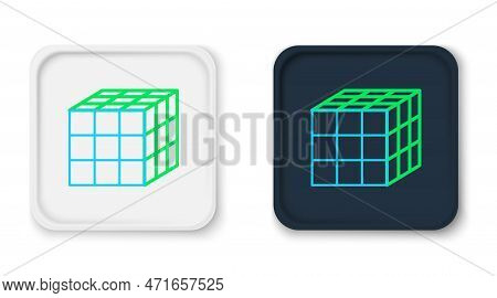 Line Rubik Cube Icon Isolated On White Background. Mechanical Puzzle Toy. Rubiks Cube 3d Combination