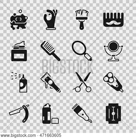 Set Blade Razor, Electric Blade, Round Makeup Mirror, Shaving Brush, Hairbrush, Cream Cosmetic Jar, 
