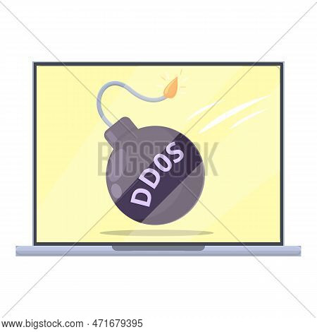 Dos Malware Bomb Icon. Cartoon Of Dos Malware Bomb Icon For Web Design Isolated On White Background
