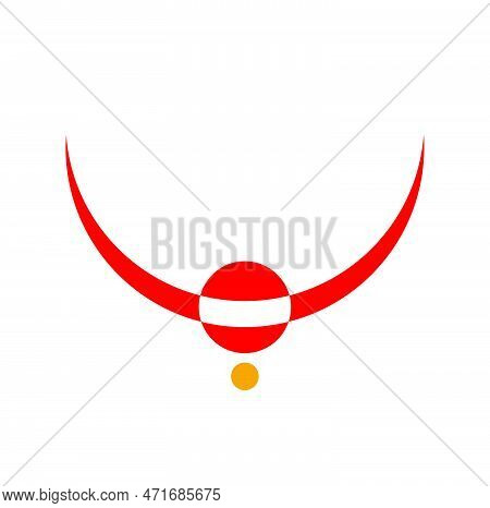 Lord Durga's Half Moon Tilak Icon. Red Kumkum Half Moon.