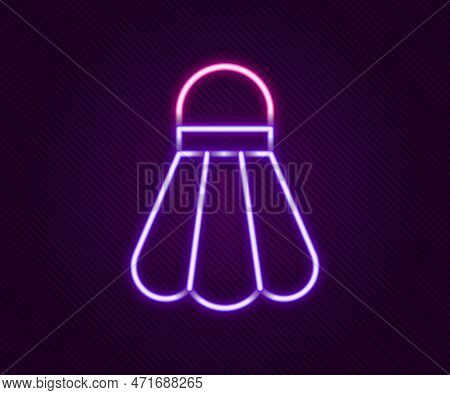 Glowing Neon Line Badminton Shuttlecock Icon Isolated On Black Background. Sport Equipment. Colorful