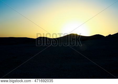 Beautiful Silhouette Of A Mountain Desert Background