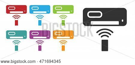 Black Air Conditioner Icon Isolated On White Background. Split System Air Conditioning. Cool And Col