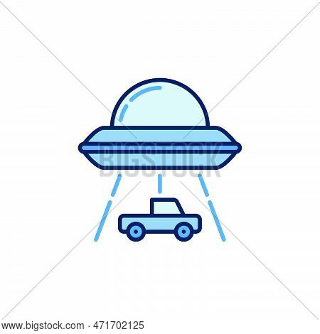 Ufo Abducting A Car Vector Abduction Concept Colored Icon Or Design Element