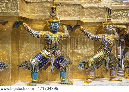 Demon Guardian Inside The Grand Palace In Bangkok, Grand Palace Was A Former Residence For King Rama
