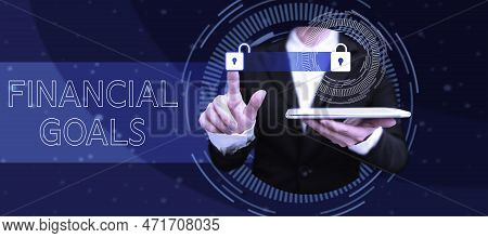 Conceptual Caption Financial Goals. Internet Concept Targets Usually Driven By Specific Future Finan