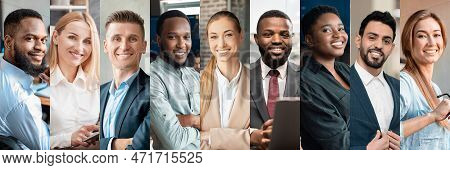 Composition Of Cheerful Young Managers Smiling At Camera