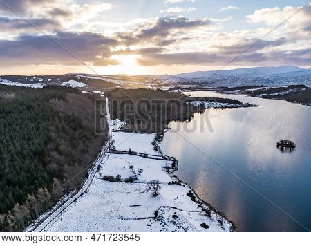 Aerial View Of St. Colmcilles Church, Glendowan, Lough Gartan, County Donegal - Ireland