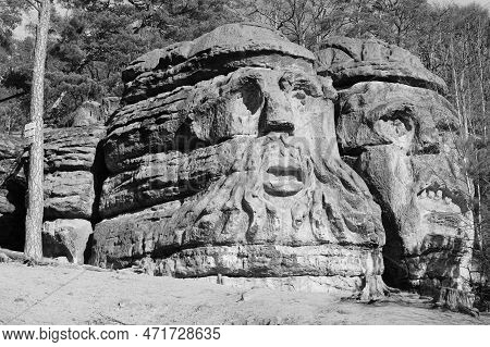 Zelizy, Czechia - February 26, 2023: Rock Reliefs Of Certovy Hlavy In Region Of Kokorinsko