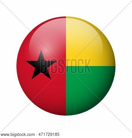 Guinea-bissau Flag - Glossy Circle Badge. Vector Icon.