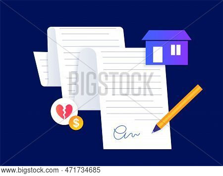 Divorce Certificate Concept. Terminating A Marriage Or Marital Union. Marriage Cancellation Document