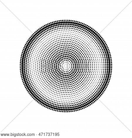 Halftone Design Element, Circular Halftone Dot Pattern. Specks, Vector Circle Gradient. Modern Circl