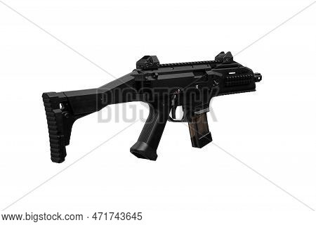 A Modern Automatic Carbine Chambered For 9mm Pistol Caliber. Weapons For The Police, Army And Specia