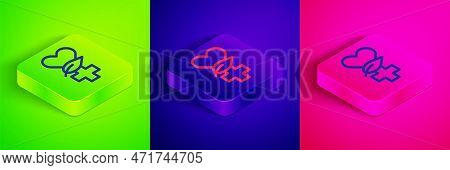 Isometric Line Ethnoscience Icon Isolated On Green, Blue And Pink Background. Gardening, Ethnoscienc