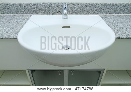 Ceramic Handbasin On Granite Countertop