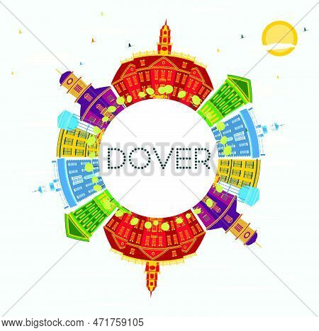Dover Delaware City Skyline With Color Buildings, Blue Sky And Copy Space. Vector Illustration. Busi