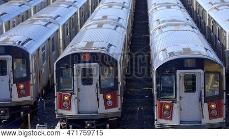 Subway Depot In Queens New York - New York City, United States - February 14, 2023