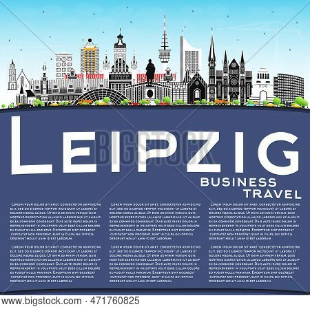 Leipzig Germany City Skyline With Gray Buildings, Blue Sky And Copy Space. Vector Illustration. Busi